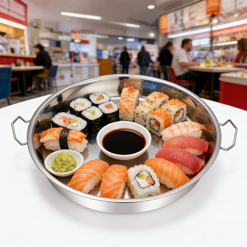 Stainless Steel Multi Purpose Deep Dish Tray With Handles 12.6 Inch - Image 1