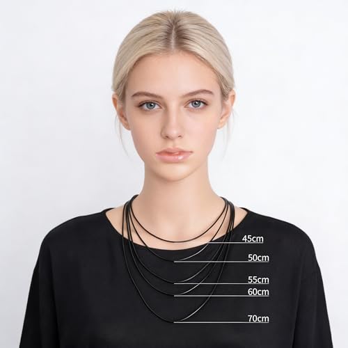 Glory Qin Leather Cord Chain Silk rope Stainless Steel Rice Clasps Necklace Rope Chain for Jewelry Making (1.5mm, 24 Inch Black) - Image 5