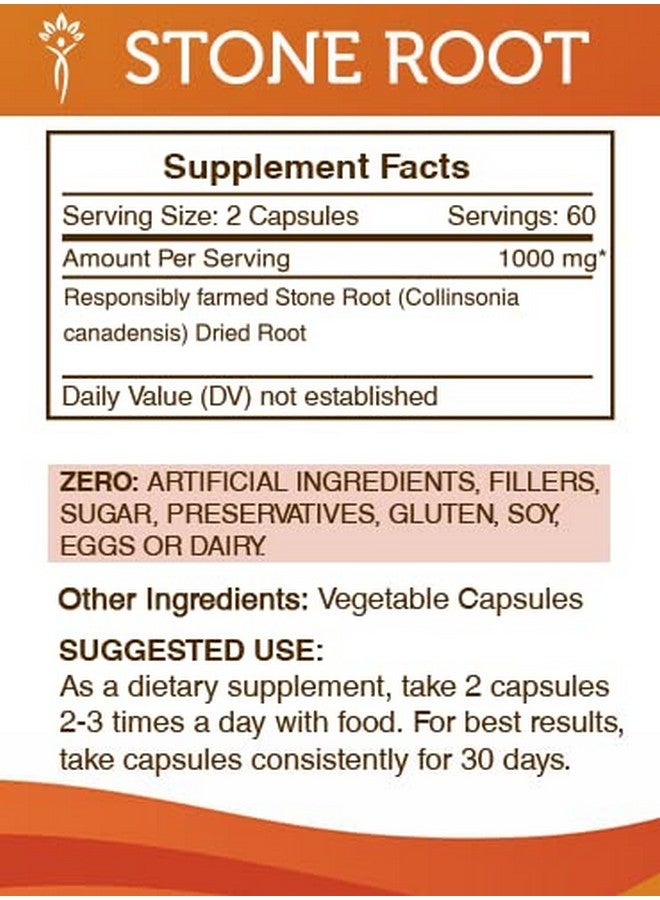 Secrets of the Tribe Stone Root 120 Capsules 1000 Mg Responsibly Farmed Stone Root (Collinsonia Canadensis) Dried Root (120 Capsules) - Image 4