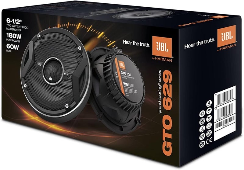 جي بي إل مكبرات صوت JBL GTO629 - مكبرات صوت سيارة ثنائية الاتجاه محورية مقاس 6.5 بوصة | 5-125 واط RMS / 180 واط ذروة - Image 3