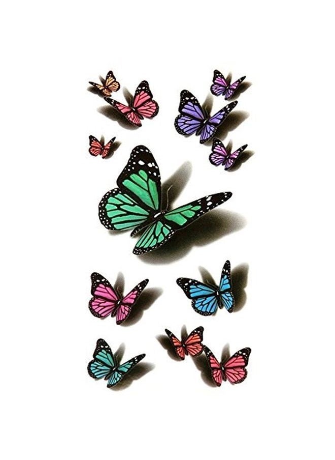 Oottati 2 Sheets Small Cute Waterproof Women Temporary Tattoo Stickers 3D Green Purple Butterfly suit for Kids Women 