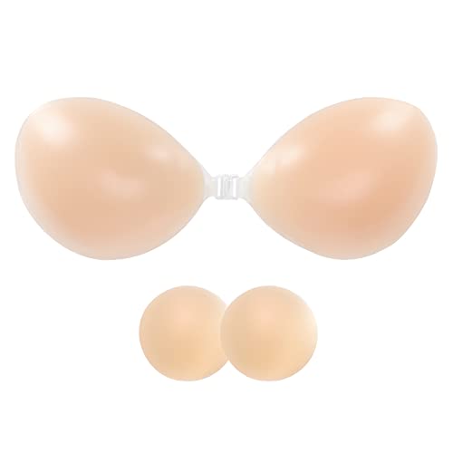 HILRITORI Adhesive Bras Silicone Invisib Strapless Bra Women's Push Up Chest Stickers Nipple Covers Underwear Bra (as1, 30-38B - Image 1