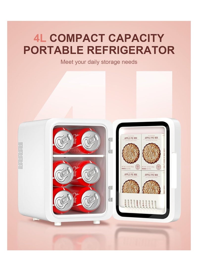 Generic - Makeup Fridge, Make-Up Mini Fridge, with Dimmable Led Light Mirror, Portable Small Refrigerator for Cosmetics, Skin Care and Food, 4L Mini Fridge for Bedroom, Car, Office & Dorm, Cooler & Warmer - Image 1