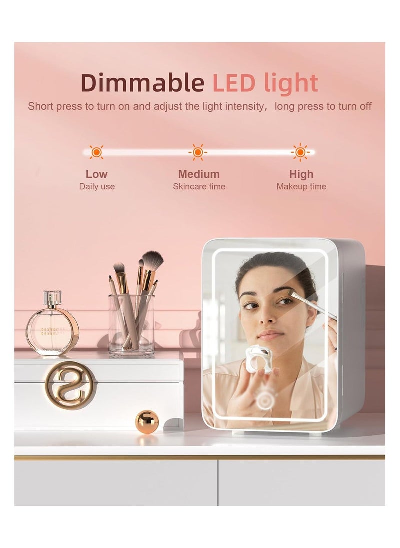 Generic - Makeup Fridge, Make-Up Mini Fridge, with Dimmable Led Light Mirror, Portable Small Refrigerator for Cosmetics, Skin Care and Food, 4L Mini Fridge for Bedroom, Car, Office & Dorm, Cooler & Warmer - Image 1