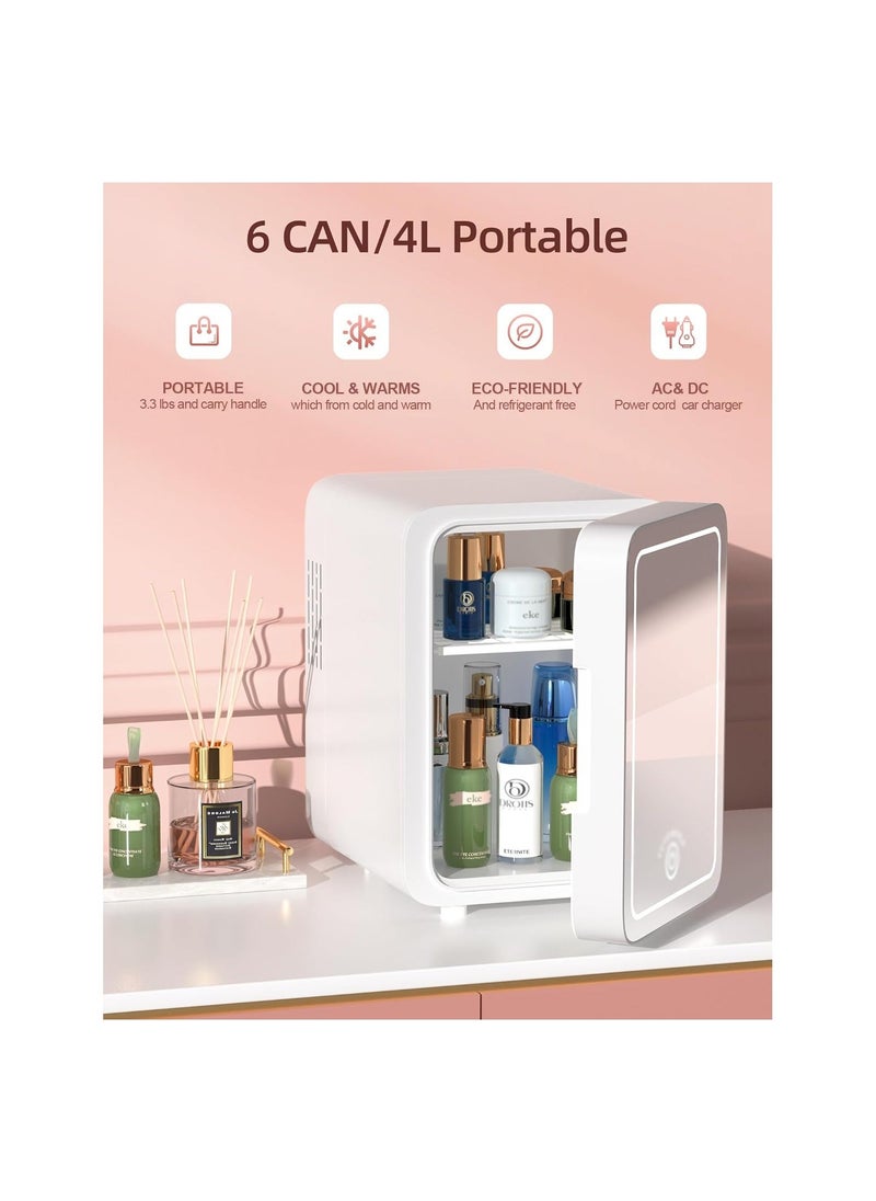 Generic - Makeup Fridge, Make-Up Mini Fridge, with Dimmable Led Light Mirror, Portable Small Refrigerator for Cosmetics, Skin Care and Food, 4L Mini Fridge for Bedroom, Car, Office & Dorm, Cooler & Warmer - Image 1