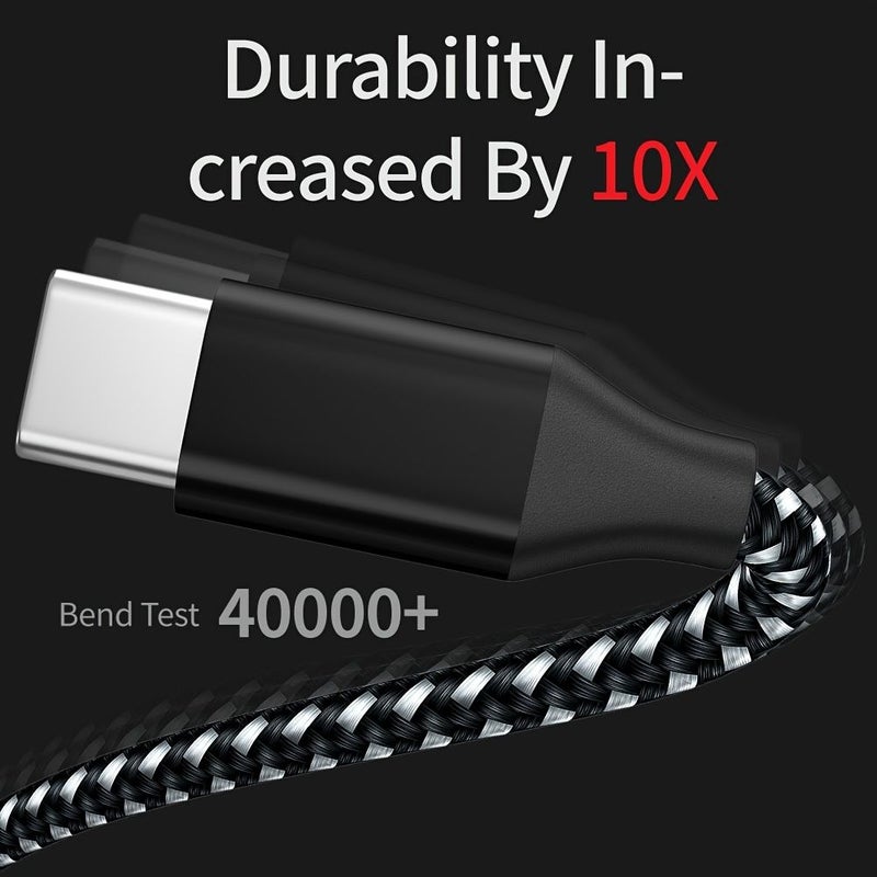 أسود ورمادي، مكون من 3 قطع، سلك شحن سريع USB من نوع C إلى USB بطول 3.3 قدم (39 بوصة). - Image 5