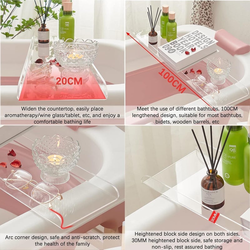 Al Raied ARS® Acrylic Bathtub Caddy Tray - Modern Minimalist Organizer for Bathroom and Bedside - Image 3