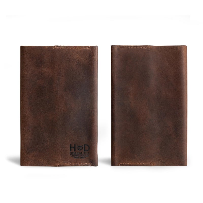Hide & Drink, Pocket-Sized Memo Books Cover Compatible with Field Notes (3.5 x 5.5 in.) Journal Case with Card Slot, Refillable Travelers Notebook, Full Grain Leather, Handmade, Bourbon Brown - Image 3