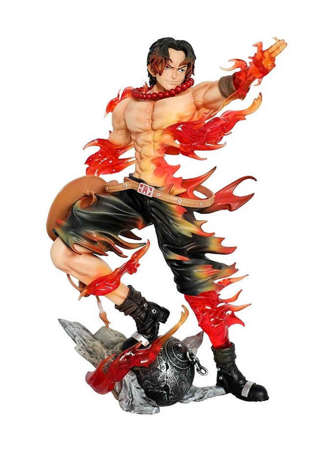 general One Piece Flame Flower Ace Anime Statue Scene Model Ornament 26cm  - Image 1