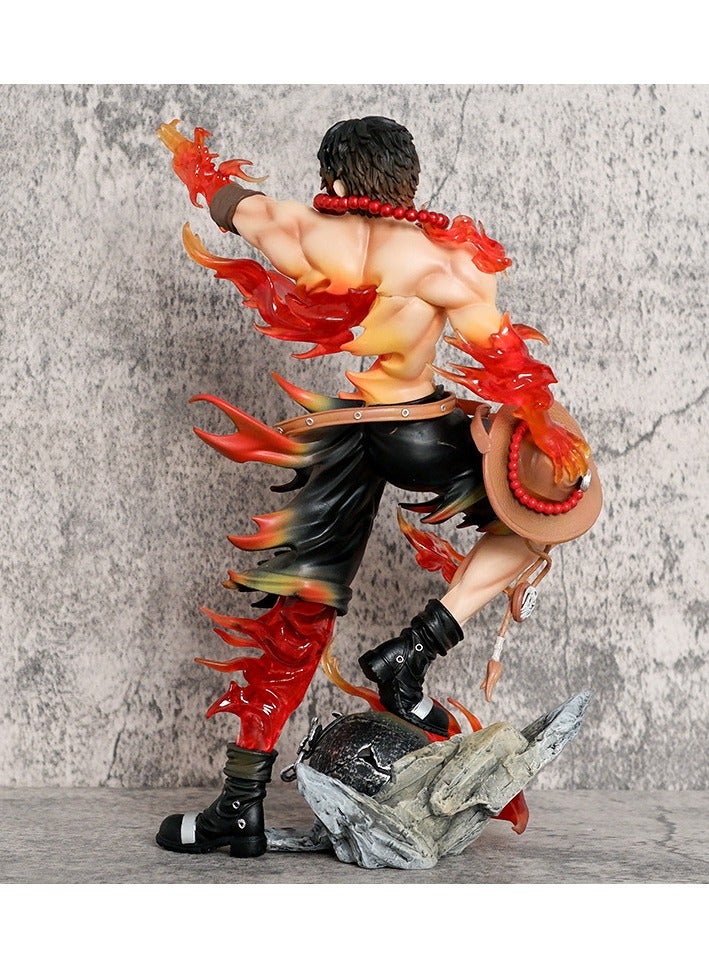 general One Piece Flame Flower Ace Anime Statue Scene Model Ornament 26cm  - Image 2