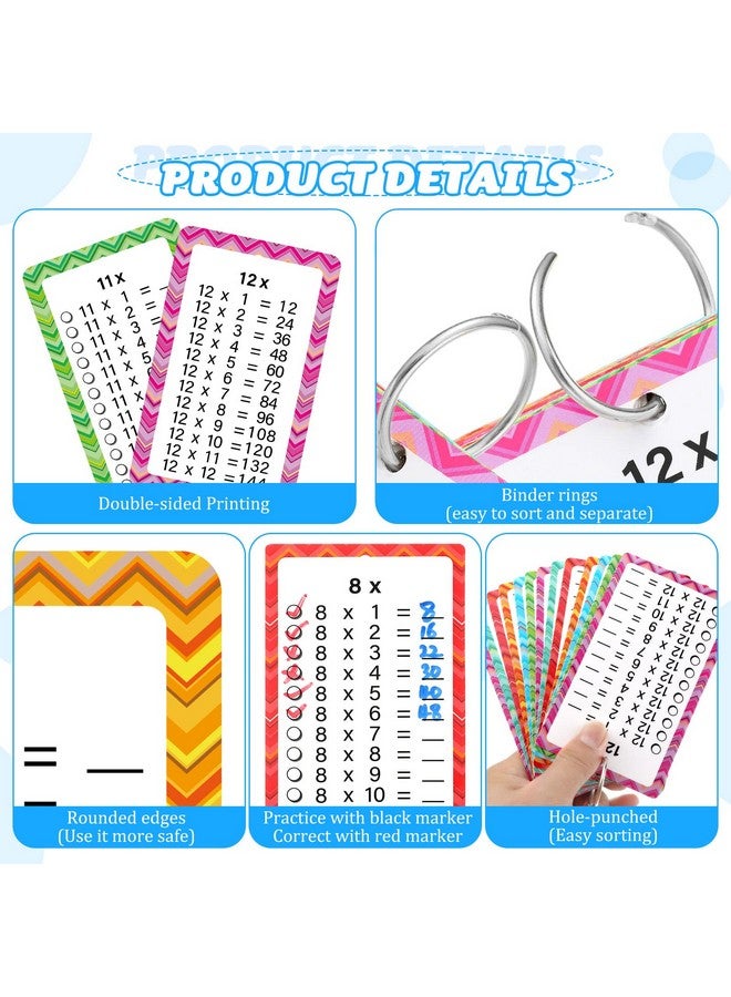 Geyee 1 Pack of 13 Multiplication Flashcards with 2 Dry Erase Markers and 2 Rings Multiplication Flashcards Math Flashcards Educational Timetable Flashcards for 1st to 3rd Grades Fun Learning with Math Game - Image 3