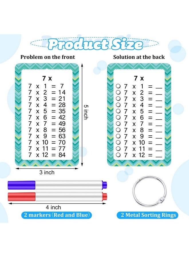 Geyee 1 Pack of 13 Multiplication Flashcards with 2 Dry Erase Markers and 2 Rings Multiplication Flashcards Math Flashcards Educational Timetable Flashcards for 1st to 3rd Grades Fun Learning with Math Game - Image 2