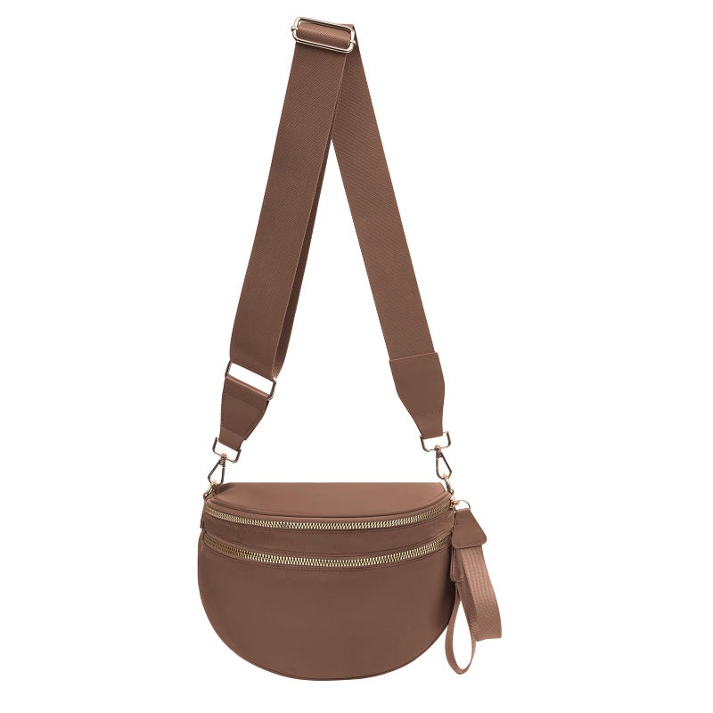 kuifang Nylon Crossbody Bags Bum Bag for Women Large Sling Bag Purse with Adjustable Strapï¼ˆCaramelï¼‰ - Image 1
