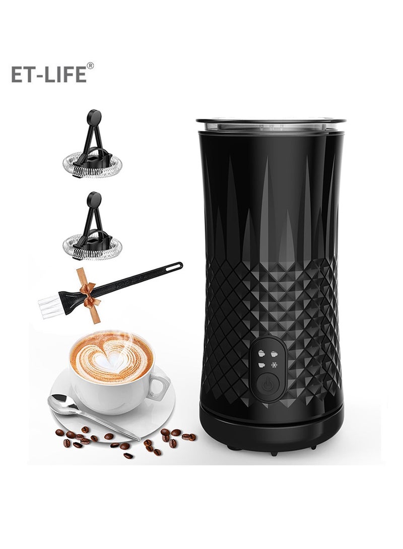 ET-LIFE 4-in-1 Hot & Cold Electric Milk Frother 400W 130ml for Milk Foam 240ml for Heating BL-NPB07 Black - Image 1