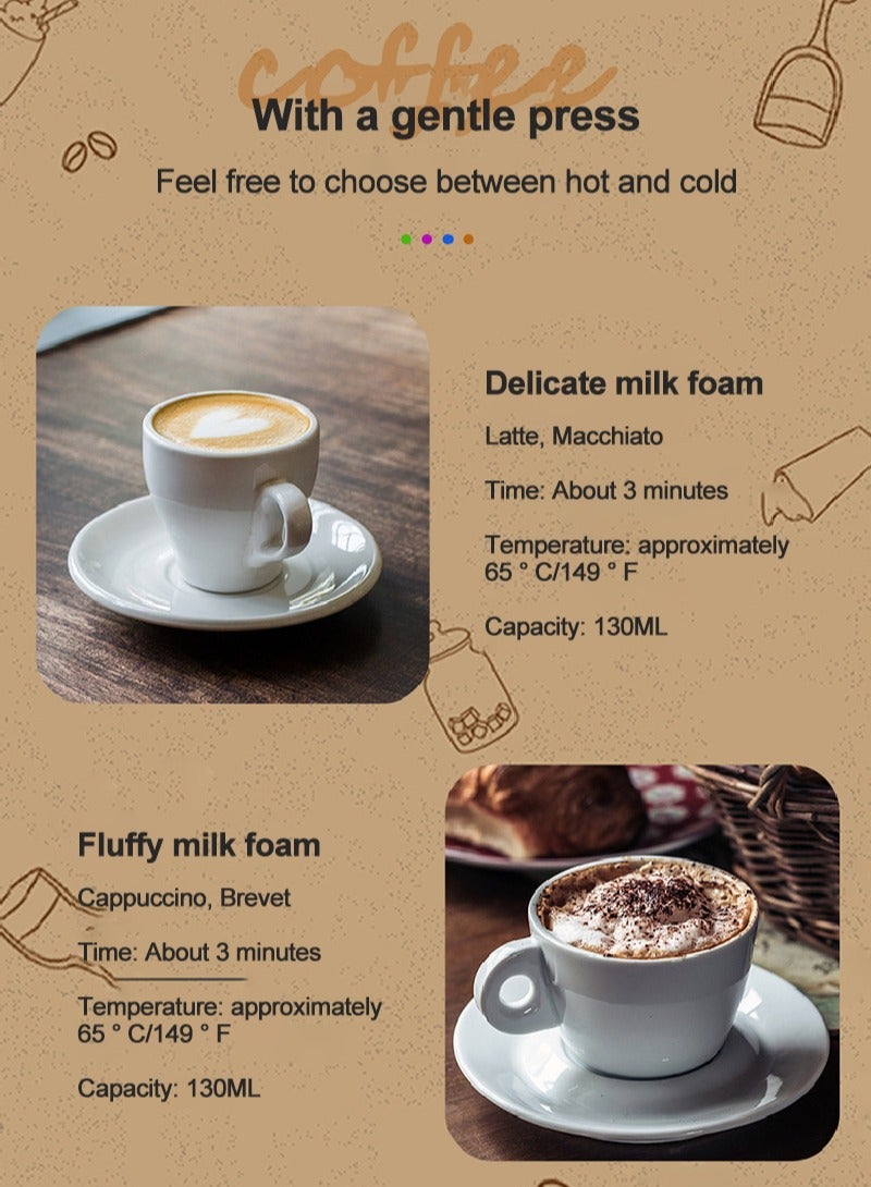 ET-LIFE 4-in-1 Hot & Cold Electric Milk Frother 400W 130ml for Milk Foam 240ml for Heating BL-NPB07 Black - Image 4