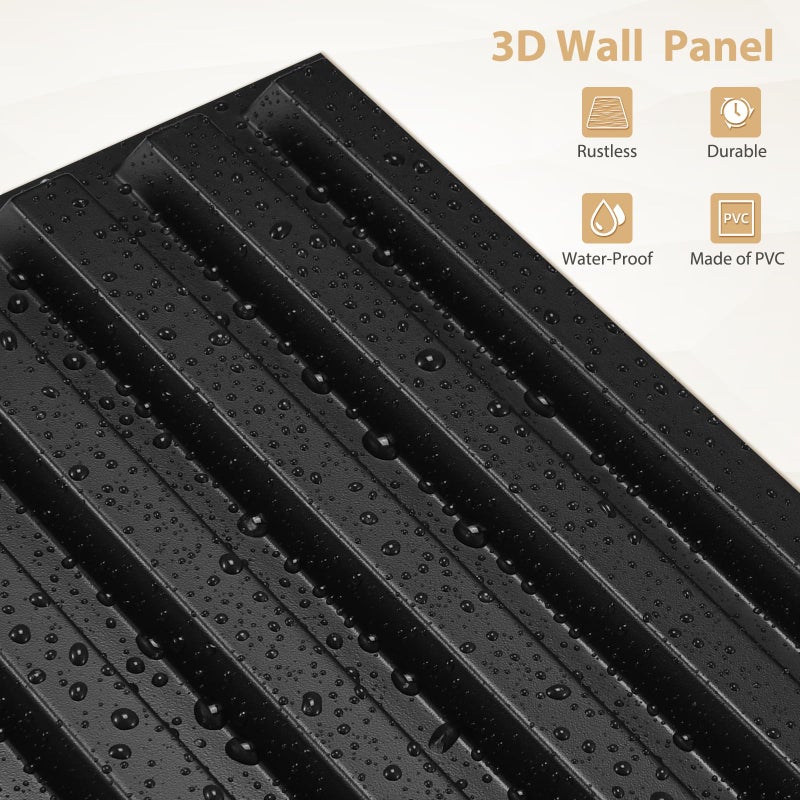 Heikki 30 Pack 3D Wall Panel for Interior Wall DÃ©cor, PVC Flower Textured Wall Panels for Living Room Bedroom Hotel Office, 11.8"x11.8", Double-Sided Tape (Black-XHT) - Image 2