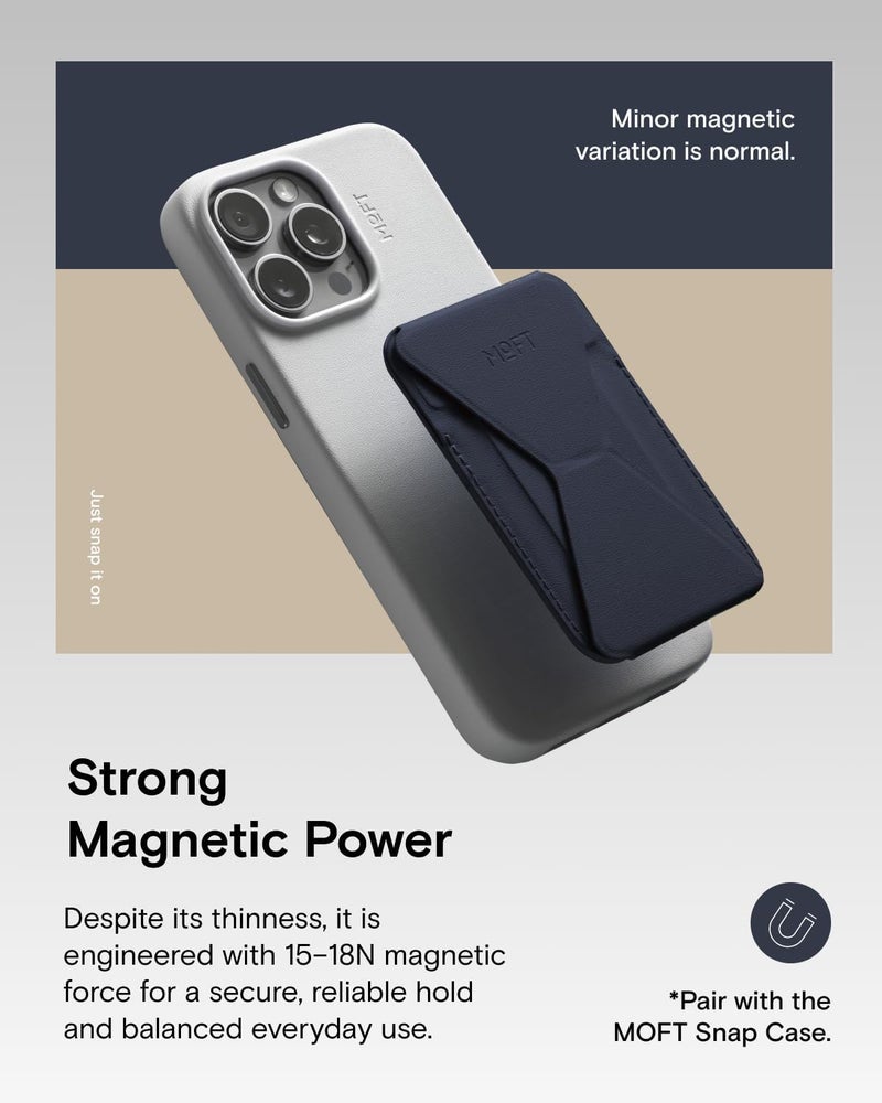 MOFT Magnetic Wallet Stand Compatible with iPhone 17/16/15/14/13/12 Series, Angle Adjustment & Magsafe Compatible MOVAS Phone Stand,Navy Blue - Image 4