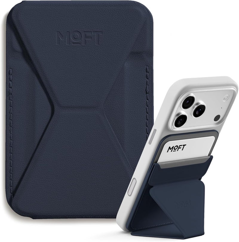 MOFT Magnetic Wallet Stand Compatible with iPhone 17/16/15/14/13/12 Series, Angle Adjustment & Magsafe Compatible MOVAS Phone Stand,Navy Blue - Image 1