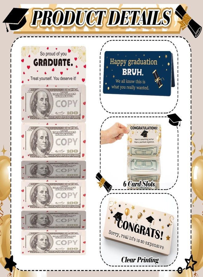 Resurhang 6 Pcs Funny Graduation Money Card Holder 6 Slots Cash Gift Check Holder Graduation Party Favors Birthday Present Gift for Senior Graduate Class Grad Supplies - Image 3