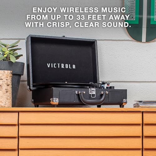 Victrola Journey+ Signature Turntable Record Player – 33-1/3, 45 & 78 RPM Suitcase Vinyl Record Player, Bluetooth Connectivity & Built-in Speakers, Stereo RCA Output, Linen Finish (Cream) - Image 5