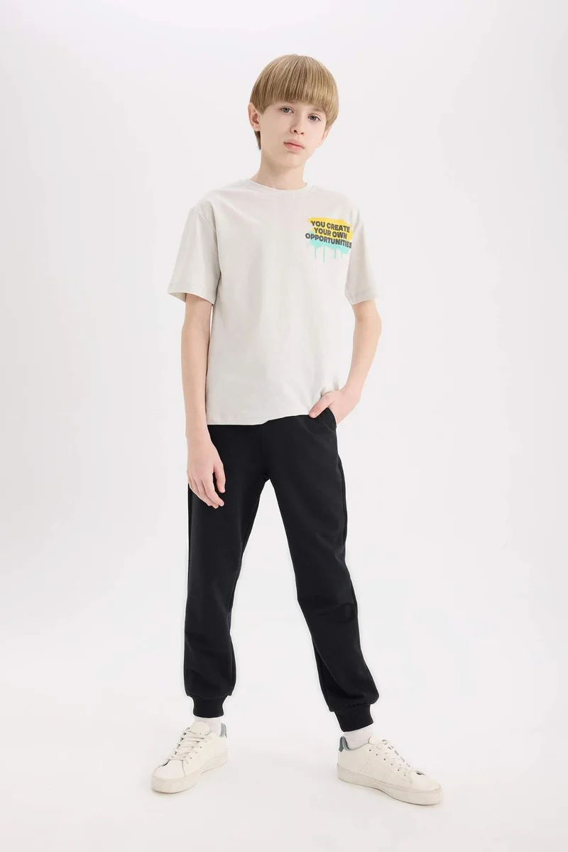 ديفاكتو Boy Crew Neck Printed Short Sleeve T-Shirt