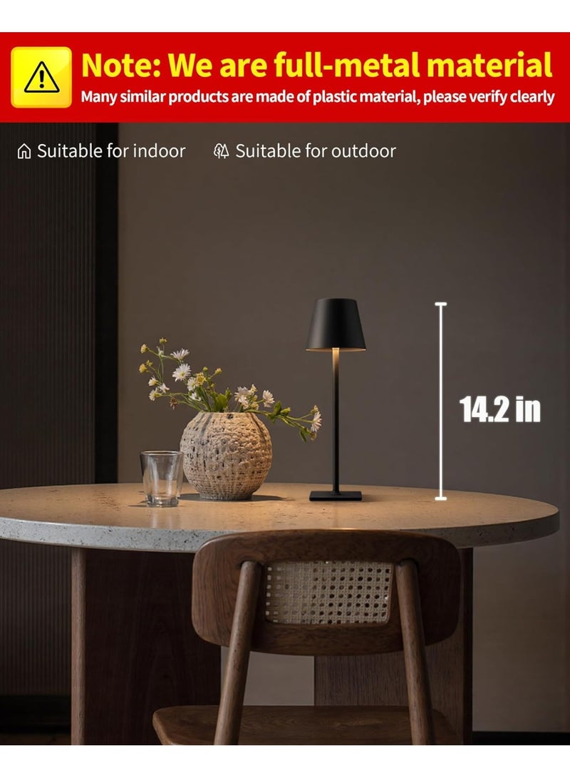 سوفام 2 حزمة مصباح طاولة لاسلكية، مصباح LED محمول، تشغيل بطارية 1200 مللي أمبير/ساعة، 3 تعتيم بلا ألوان، للمطعم، غرفة النوم، التخييم في الهواء الطلق، مقهي، ضوء الليل، قابل لإعادة الشحن (أسود) - Image 2