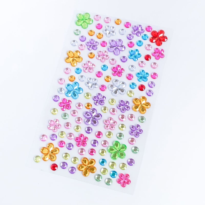 Generic Pearl Diamond Stickers for Kids Face Decoration Colorful flower diamond stickers (gypsophila style) 