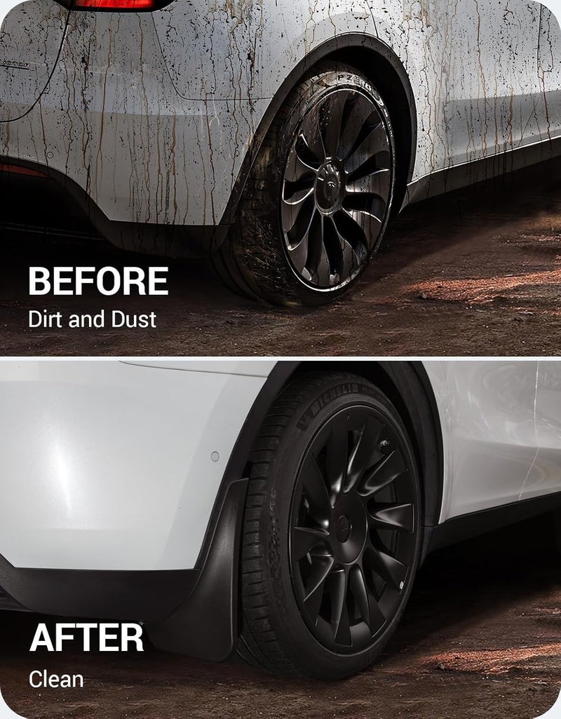 Basenor 2024 Upgraded Tesla Model Y Mud Flaps Splash Guards Vehicle Sediment Protection No Drilling No Tape Mudflaps Tire Protector Mudflaps All Weather Tesla Exterior Accessories (Set of 4) - Image 4