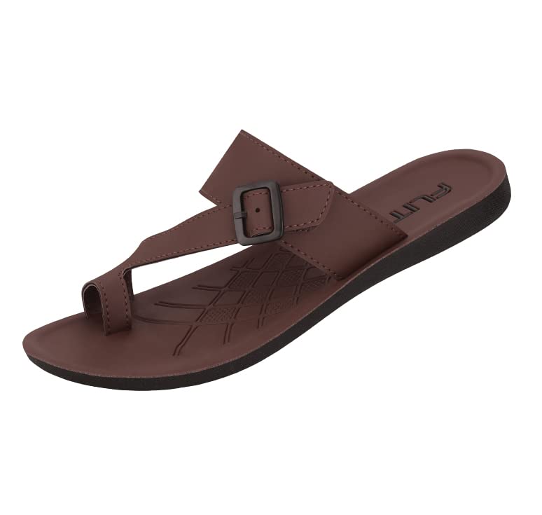 FLITE PU mens Pug086g Slippers/Men's Faux Leather Slipper - Flat Chappal cum Thong Sandal - For Daily Use Outdoor Indoor Formal Office Home Ethnic Casual Wear (Brown, numeric_6) - Image 1