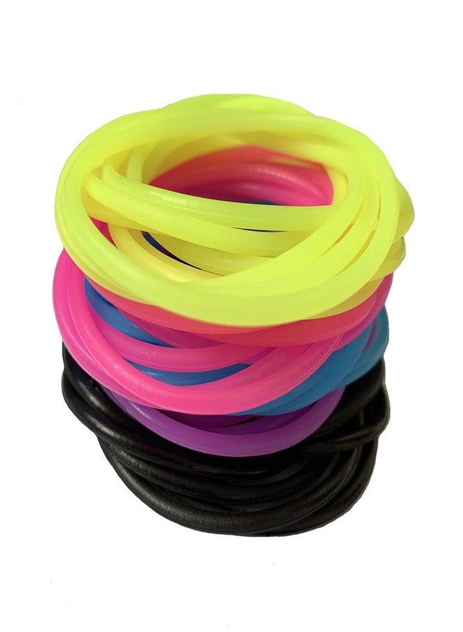 Finrray 50 Pcs Silicone Jelly Bracelets Assorted Colors Neon Retro Bands for 80s Party Favors for Women Girls Kids (Black, Purple, Pink, Yellow, Blue) - Image 4