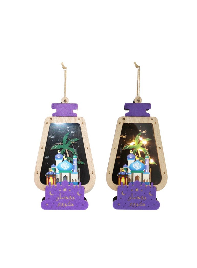 PARTY FUN Ramadan Kareem Wooden Lantern With Light 4.5x22cm of Cozy Brilliance  - Image 1