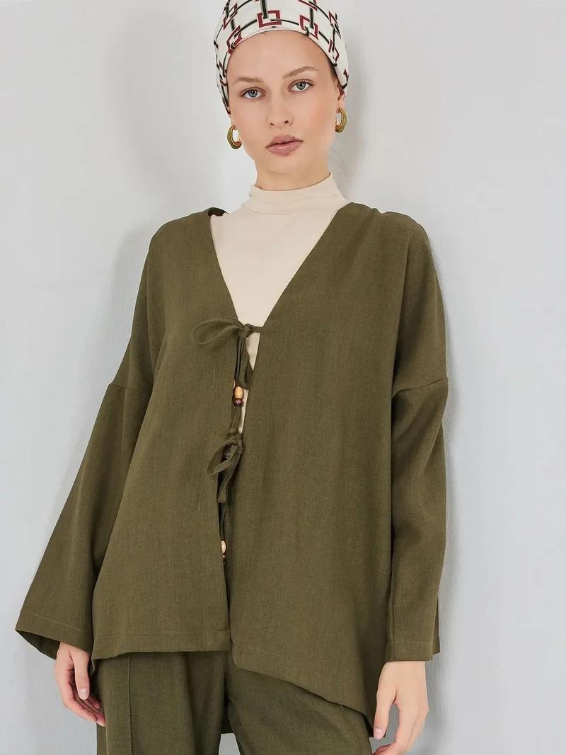 بيغ دارت BDART V-Neck Cardigan and Wide Leg Pants Set