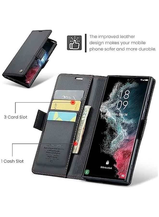 Samsung Galaxy S22 Ultra 5G RFID Blocking Wallet Case - Black - Image 4