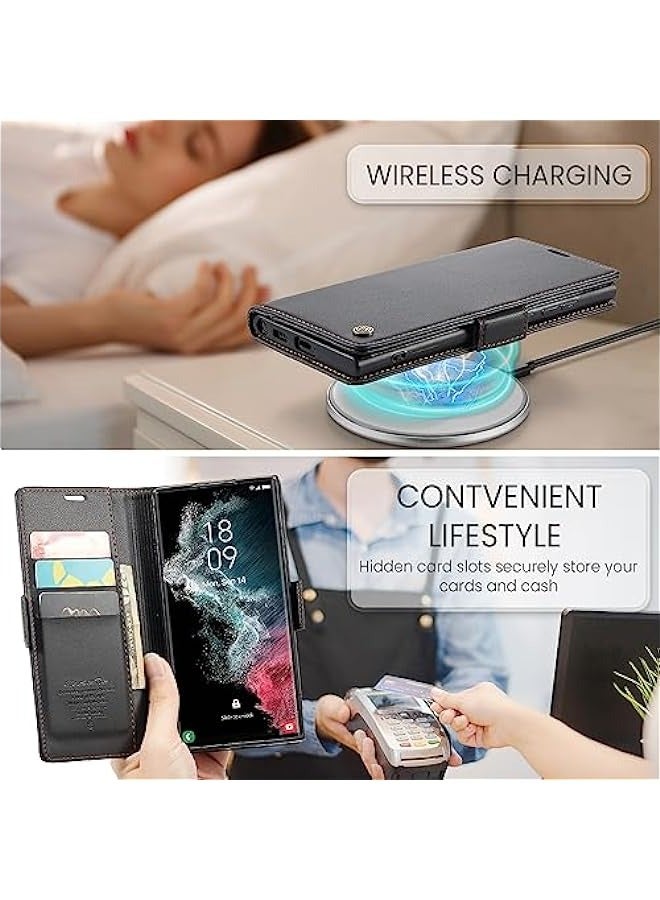 Samsung Galaxy S22 Ultra 5G RFID Blocking Wallet Case - Black - Image 5