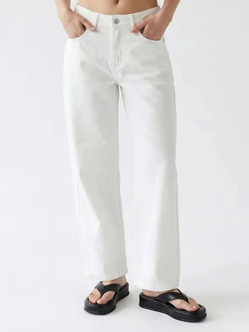 ميكسراي MIXRAY High-Waist Wide-Leg Cotton Jeans