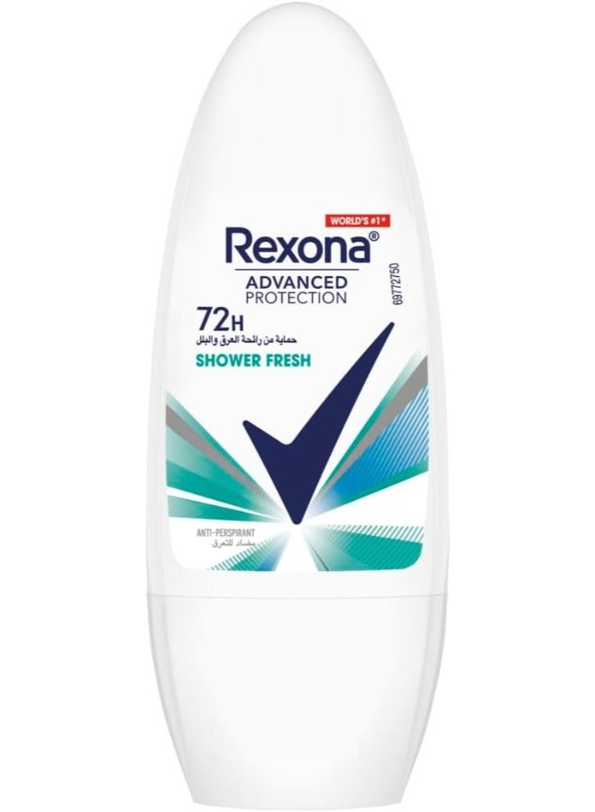 Rexona 2Pcs REXONA Women Antiperspirant Deodorant Roll On, 72 h Shower Fresh, 50ml - Image 2