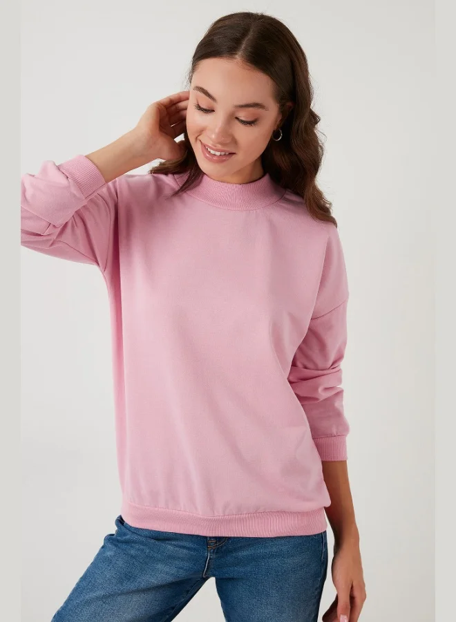 ليلا ليلى سويت شيرت قطن أساسي بياقة واقفة نسائي