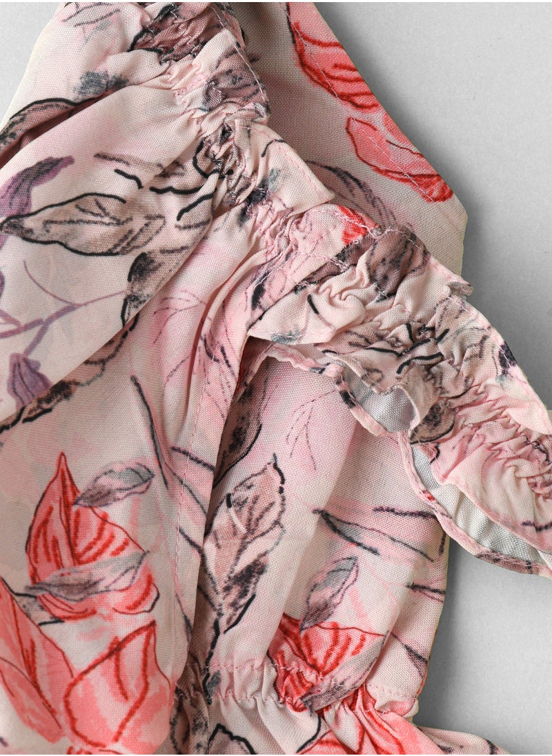 Jelliene Girls Pink Floral Ruffled Top  - Image 3