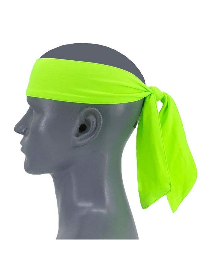 JHYWELL Neon Green Tennis Sweatband Headband Tie Back Hair Band Dry Fit Sweat Head Wraps For Men Women Kids Girls Boys Athletic Headwraps Pirates Headwrap For Tennis Basketball Running Workout - Image 3