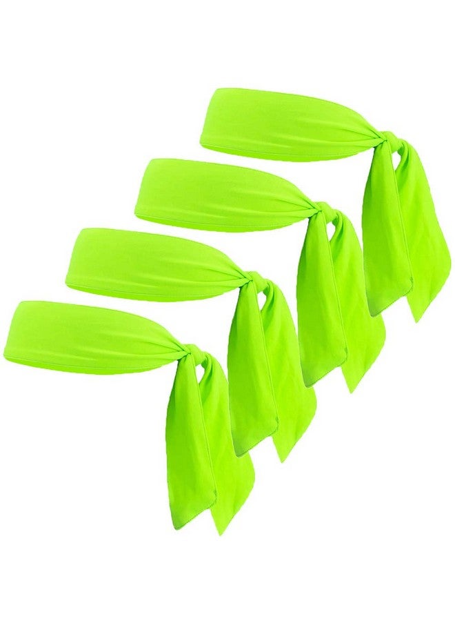 JHYWELL Neon Green Tennis Sweatband Headband Tie Back Hair Band Dry Fit Sweat Head Wraps For Men Women Kids Girls Boys Athletic Headwraps Pirates Headwrap For Tennis Basketball Running Workout - Image 1