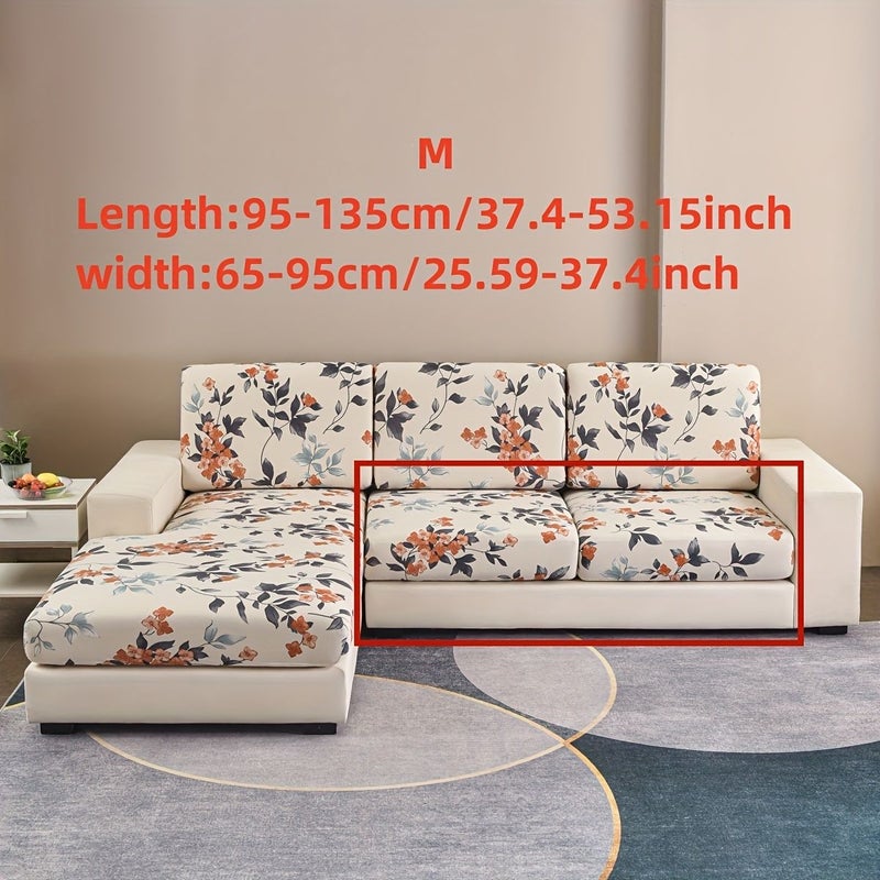 غطاء أريكة على شكل حرف L بمقاس XL، تغطية كاملة، مطاطي ومطبوع، وسادة ومسند ظهر لغرفة المعيشة - Image 5