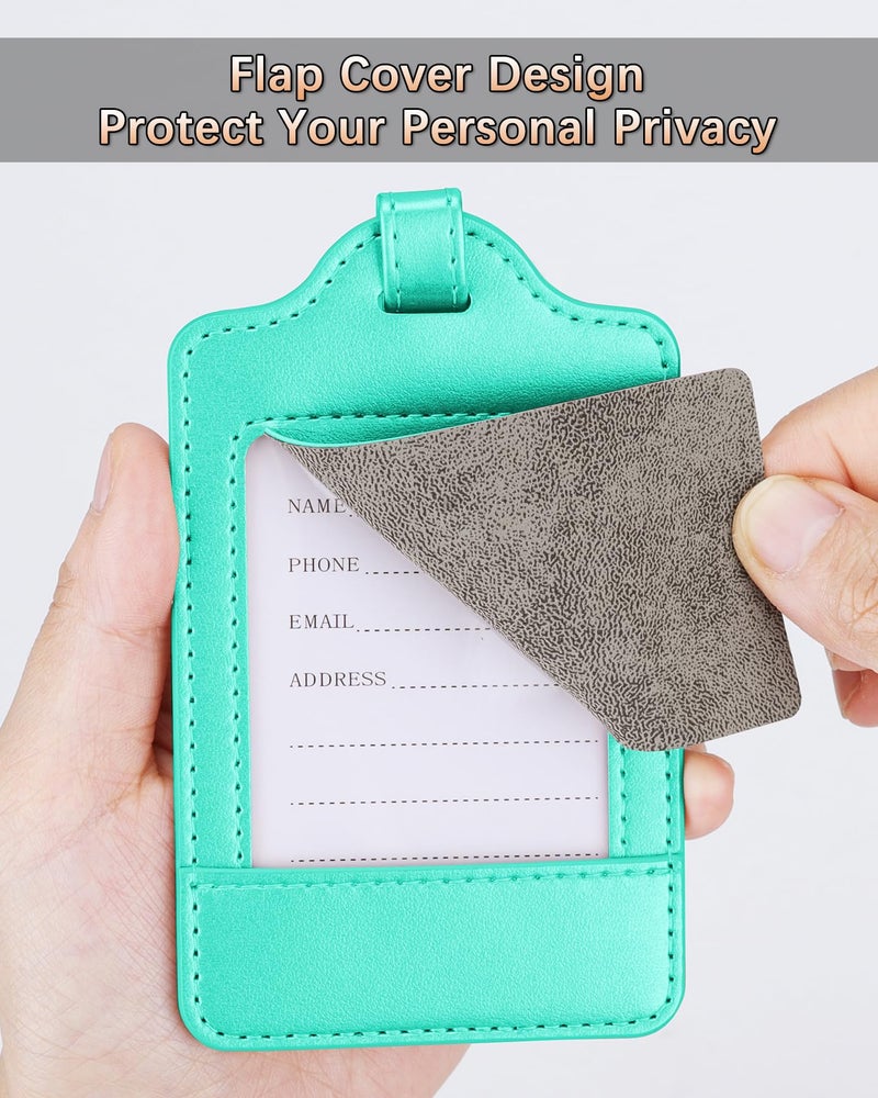 Teskyer Luggage Tags, 3 Pack Premium PU Leather Luggage Tags Privacy Protection Travel Bag Labels Suitcase Tags - Image 2