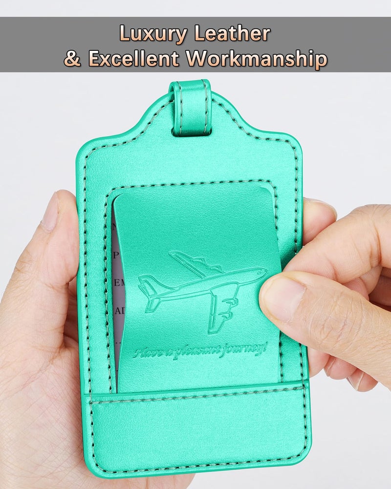 Teskyer Luggage Tags, 3 Pack Premium PU Leather Luggage Tags Privacy Protection Travel Bag Labels Suitcase Tags - Image 4