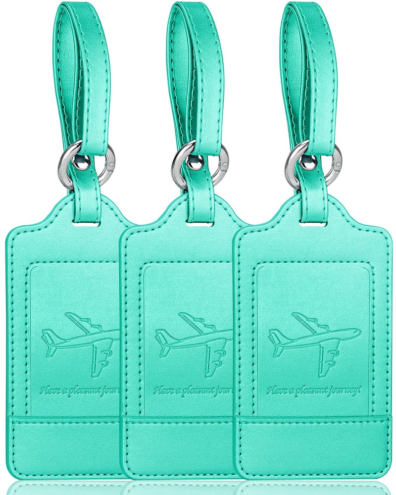 Teskyer Luggage Tags, 3 Pack Premium PU Leather Luggage Tags Privacy Protection Travel Bag Labels Suitcase Tags - Image 1