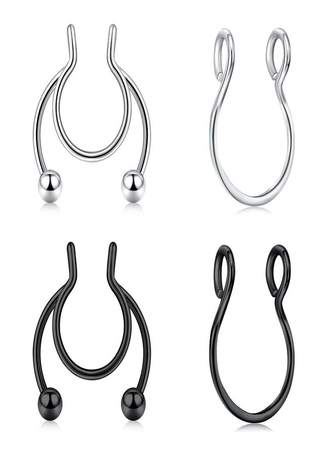 QWALIT Fake Septum Ring Fake Septum Piercing Faux Septum Nose Rings Fake Nose Ring Septum Fake Septum Nose Ring Clip On Septum Nose Ring Faux Septum Piercing Fake Septum Hoop Fake Septum Jewelry - Image 1