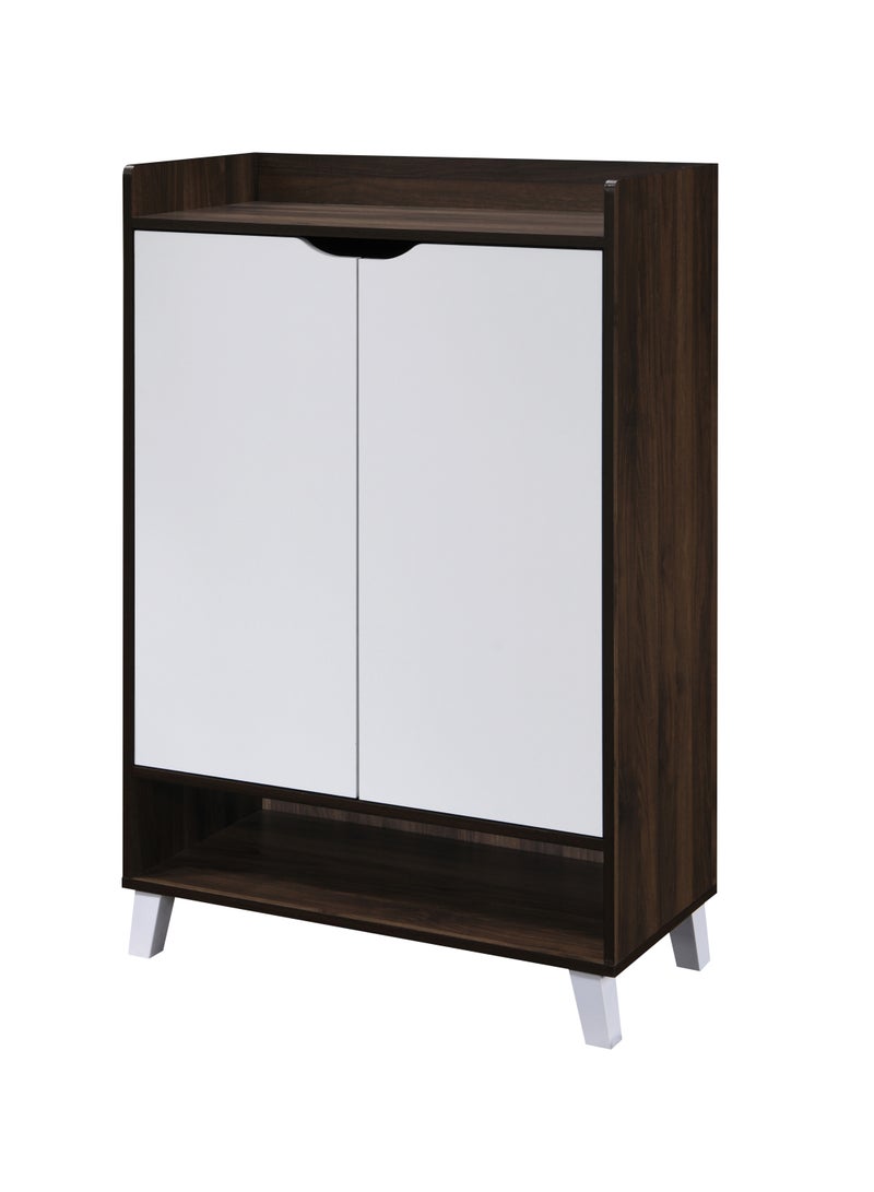 WT-EASYCARE Engineered Wooden Shoe Cabinet, Columbia – 2 Door Storage with Open Shelf, White Panel Doors, Modern Handle-Free Design – Space Saving Organizer for Entryways, Bedrooms & Hallways