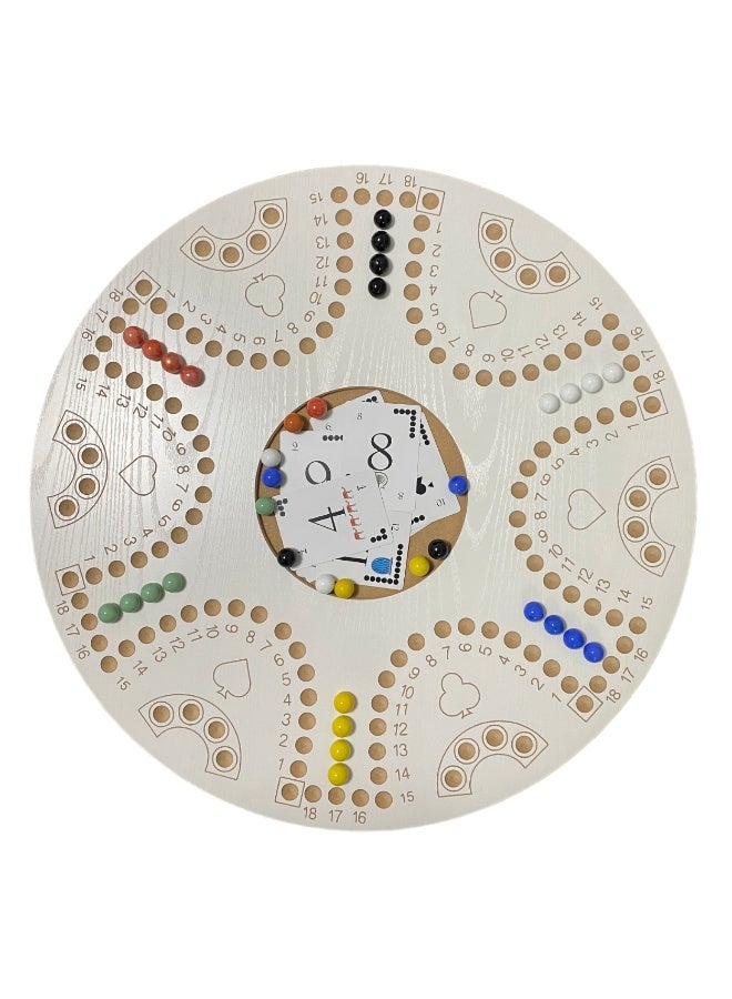 JACKAROOJOKER Jackroo Joker One Sided Board Game For 6 Players With Cards And Marbles (White) - Image 2