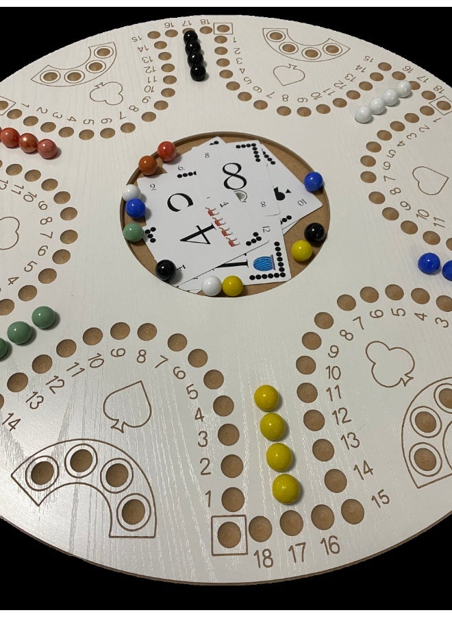 JACKAROOJOKER Jackroo Joker One Sided Board Game For 6 Players With Cards And Marbles (White) - Image 1