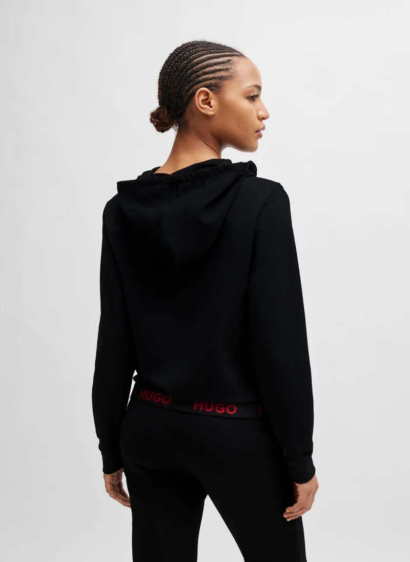 هوجو Cotton-blend zip-up hoodie with logo waistband