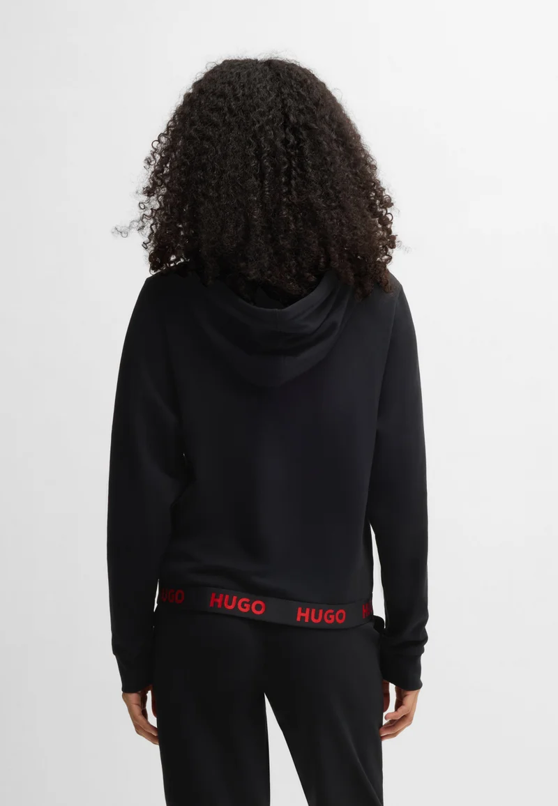 HUGO Relaxed-fit hoodie with logo waistband